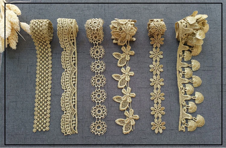 2019New Стиль! Высокое качество Золотой ткани с кружевной лентой Wide14.3cm DIY свадебное платье повязка на голову и платье с кружевом, 1 ярдов/партия вышивка