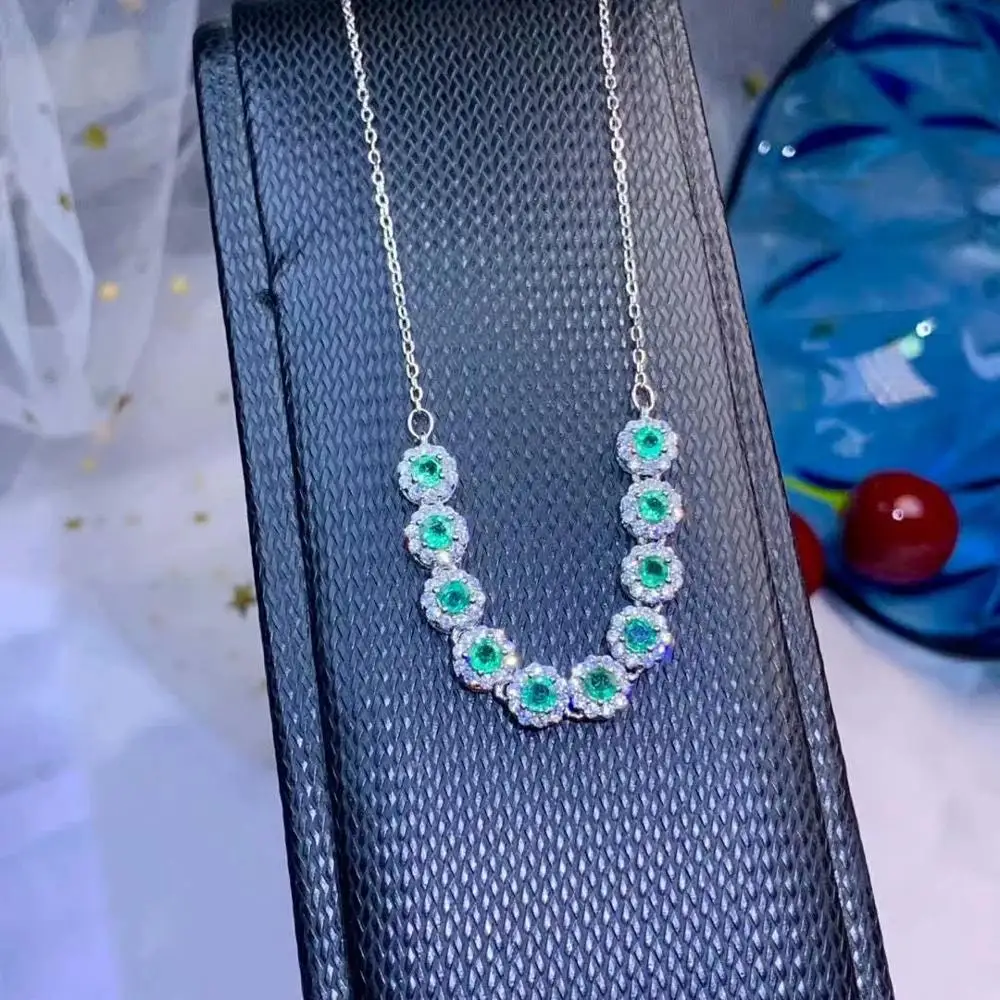 

SHILOVEM 925 sterling silver real Natural Emerald Pendants classic fine Jewelry women wedding wholesale new gift dz03039922agml