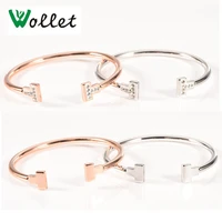 wollet jewelry copper bracelet solid germanium 99 9999 cz stone for women rose gold metallic silver color