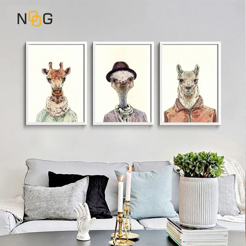 NOOG Anthropopathic холст с животными свинья собака плакат для детской стены