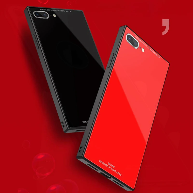 Роскошный брендовый прямоугольный чехол для iPhone 7 iphone 8 квадратный из закаленного