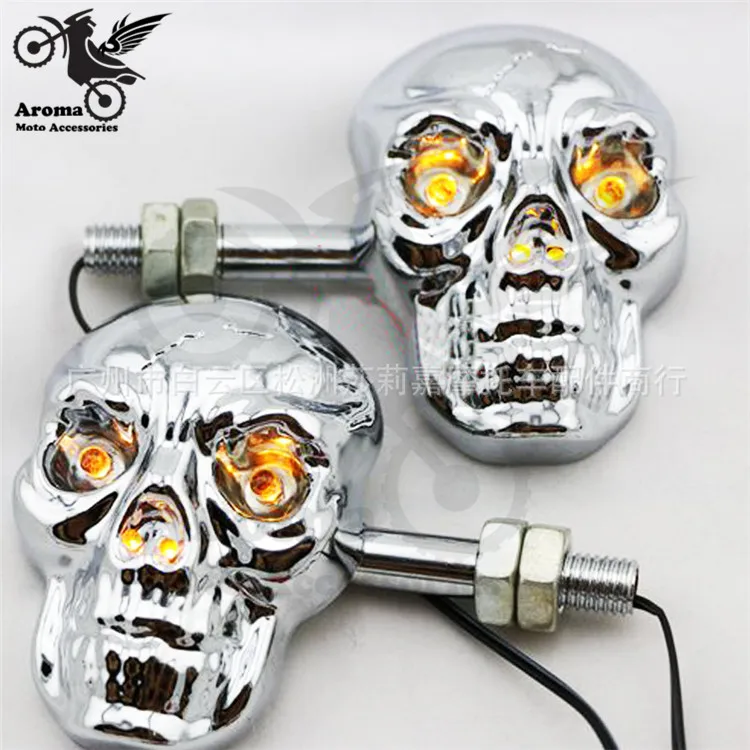 

4 model available black silver skull moto turn signal light Skeleton motorbike flasher ghost motorcycle indicator LED scooter