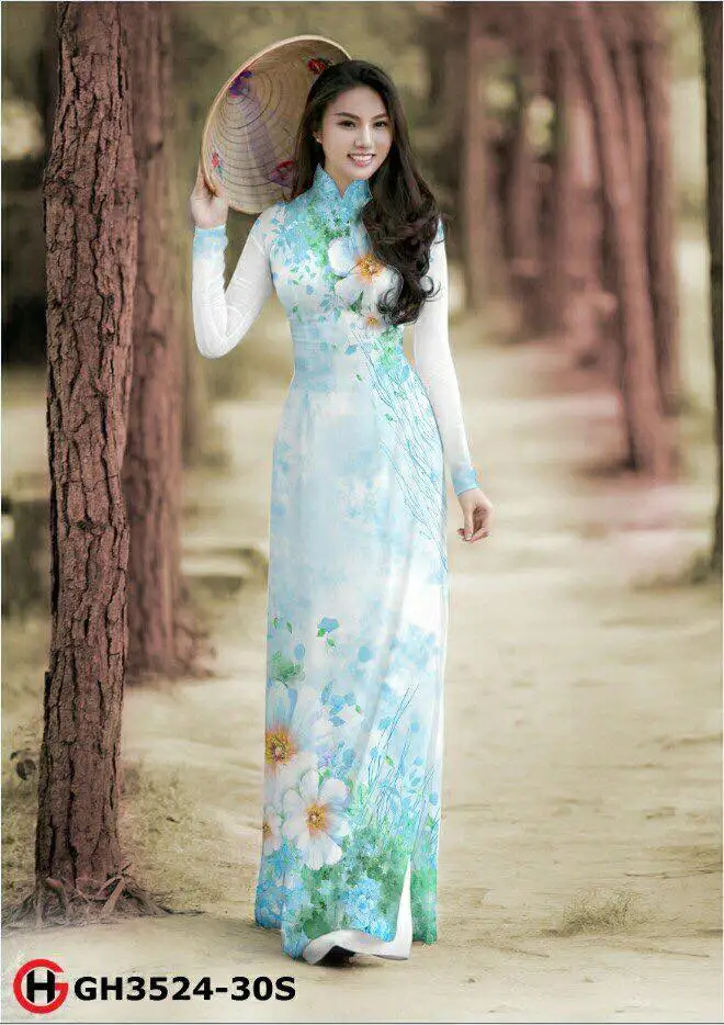 Аозай длинное вьетнамское платье Чонсам аозай Вьетнам традиционное современные