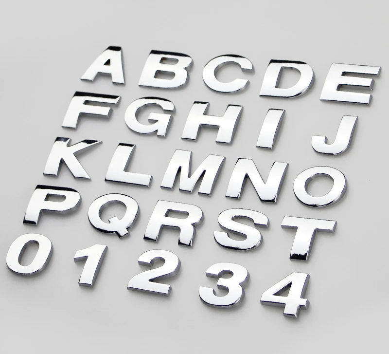 

1 Piece 2.5*2.5cm Car Auto Chrome Metal DIY Logo Automobiles 3D Letters Digital Alphabet Emblem Car Stickers