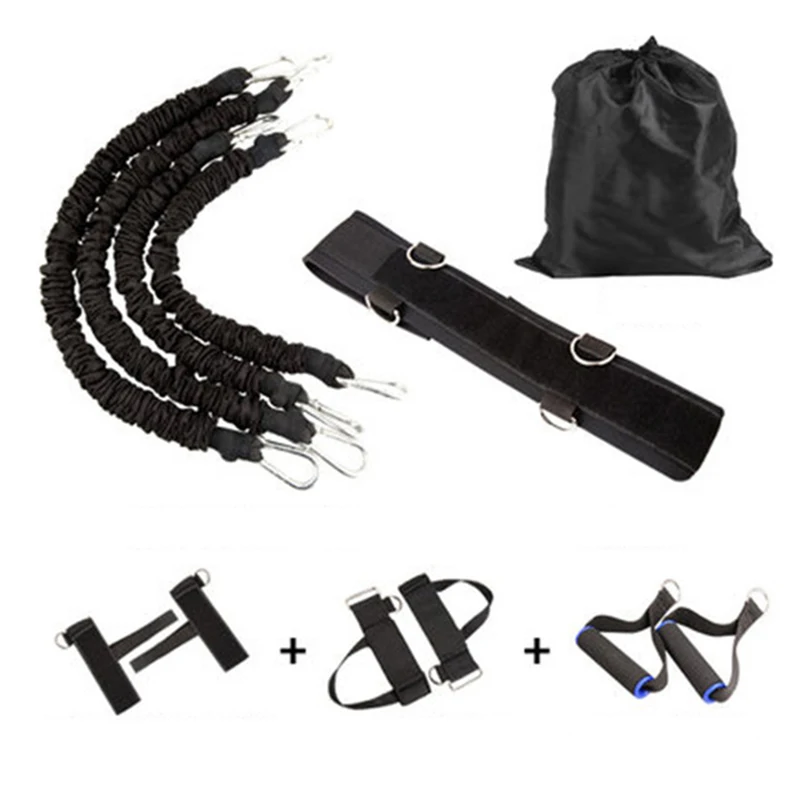Black Set 140LBS силовые боксерские Эспандеры выносливость ловкость тяга веревка Кроссфит Резиновая лента сопротивления баскетбольная Скакалка тренировочная веревка - Цвет: Black Set