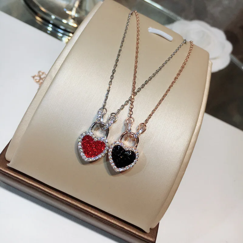 Quality Women Statement Necklace Hot Selling Double Sided Zircon Heart Pendant 925 Sterling Silver Link | Украшения и аксессуары