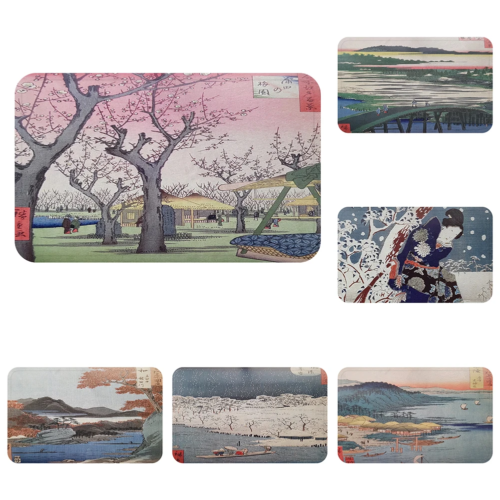 Традиционный японский коврик Ukiyoe для ванной декоративные Противоскользящие