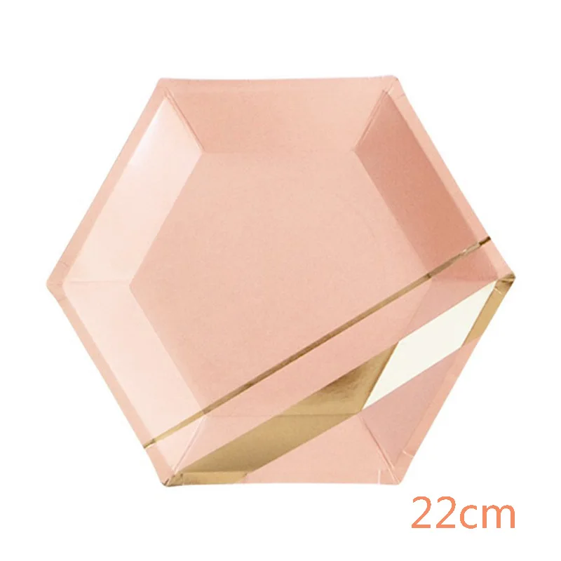 8pcs pink gold 8 шт./лот красочные бумажные стаканы в полоску и тарелки для свадьбы, дня рождения украшения Baby Shower фестиваль для детей посуда вечерние поставки - Цвет: 8pcs pink gold