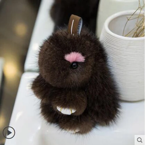 coffee pink eyelash Мини 8 см кролики женские брелки из натурального меха норки кролик цепочка для ключей мех брелки сумки Кролики Брелок помпон мех заяц телефон кулон - Цвет: coffee pink eyelash
