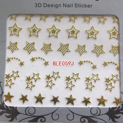 BLE059J Gold 2 шт BLE049J-060J золото и серебро милый дизайн ногтей стикер лист Бабочка цветок часы лук Звезда Сердце Кошка - Цвет: BLE059J Gold