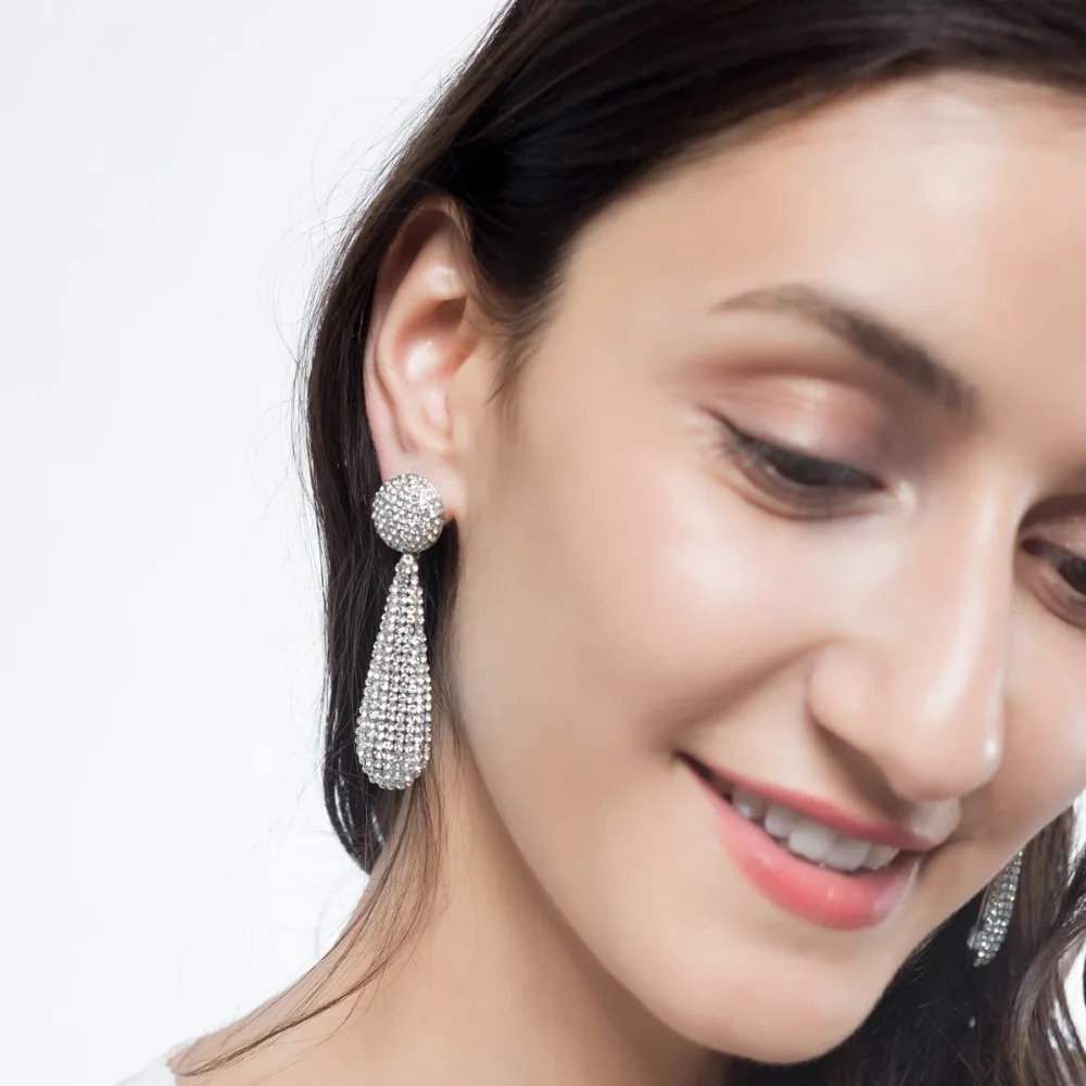 WEALTHYBOO Crystal Korean Earrings Jewelry 2018 New Arrival Teardrop Stone Dangle For Women Wedding Engagement Fashion Accessory | Украшения