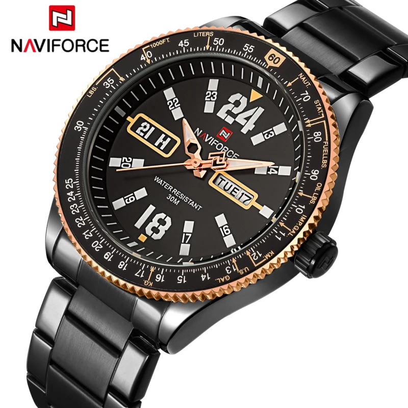 Бренд NAVIFORCE часы мужские спортивные светящиеся кварцевые 30 м водонепроницаемые