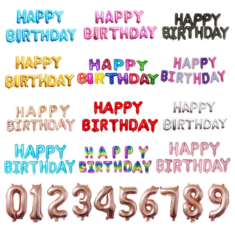 Шарик с надписью happy birthday 16 дюймов украшение для первого дня рождения детский
