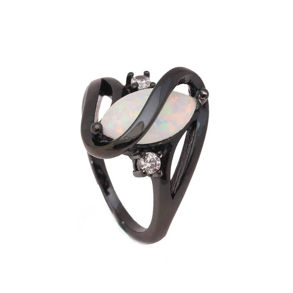 Белый опал черное кольцо для женщин обручальное роскошные ювелирные изделия
