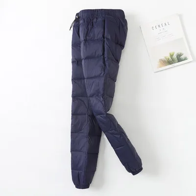 dark blue Gowyimmes зимние теплые штаны для женщин, плотные пуховые хлопковые брюки размера плюс, ветрозащитные Теплые черные брюки-карандаш с высокой талией PD121 - Цвет: dark blue