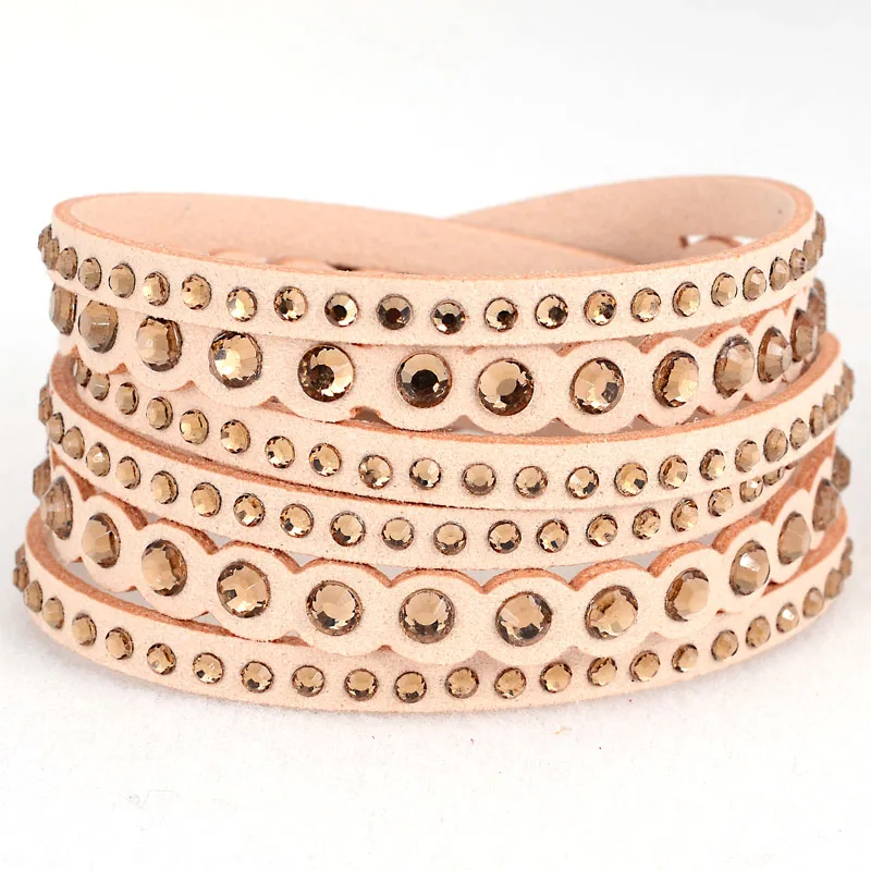 Новое поступление Slake стразы Кристалл замша двойной браслет с полной ПАВЕ для