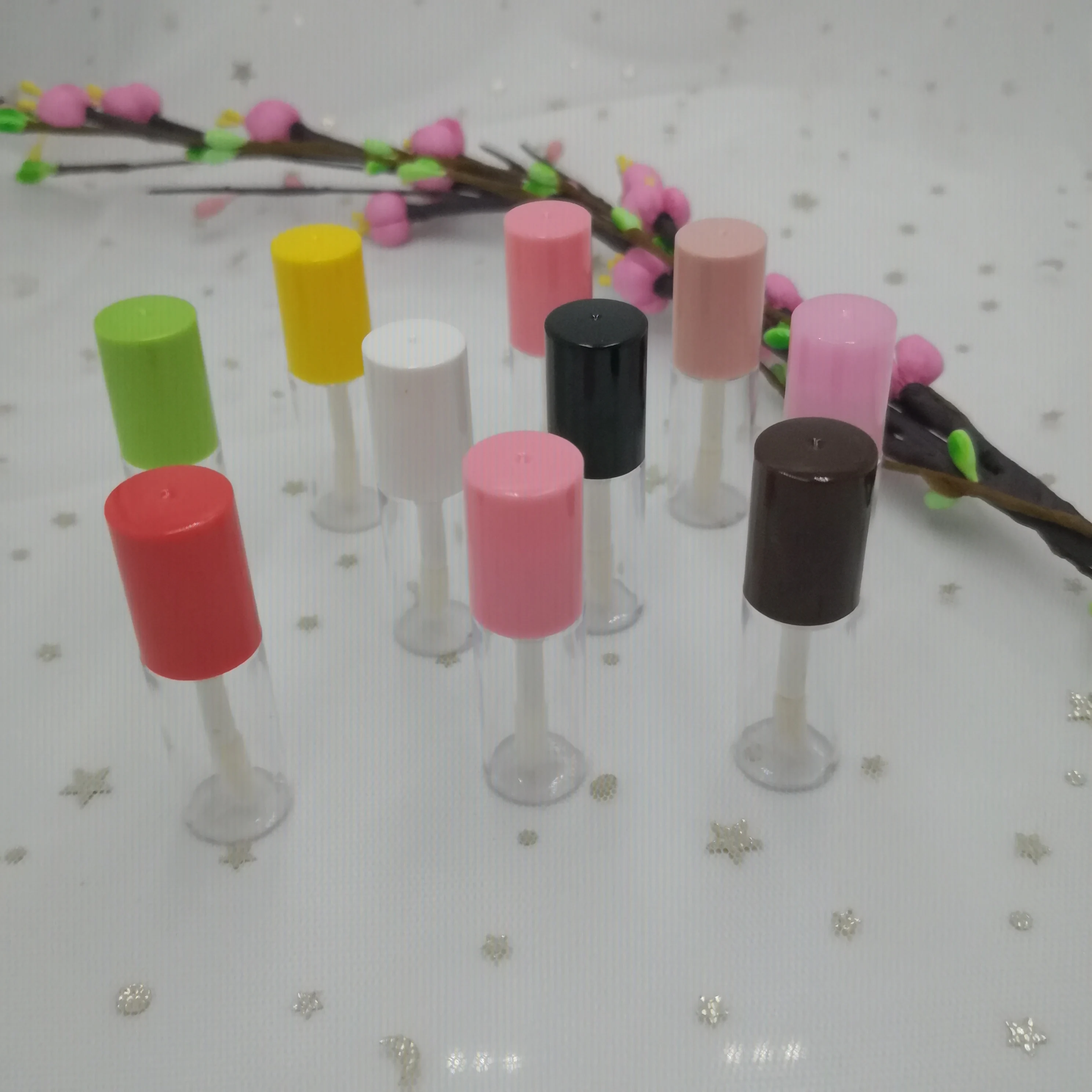 50/100pcs3ML мини Красочные крышки прозрачный блеск для губ Туба. Маленькая Косметическая губная помада образец бутылки, DIY бальзам для губ трубки