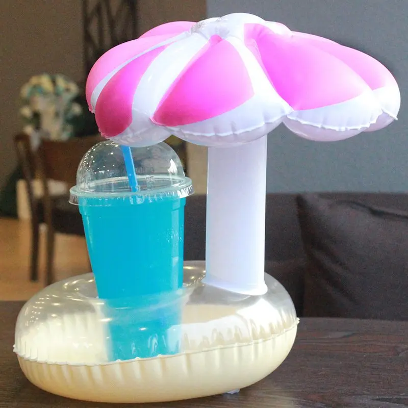Pink umbrella PIKAALAFAN мини надувной подстаканник маленький Фламинго плавающий краб милый мультфильм животных игрушечные фрукты бассейн купальные вечерние украшения - Цвет: Pink umbrella
