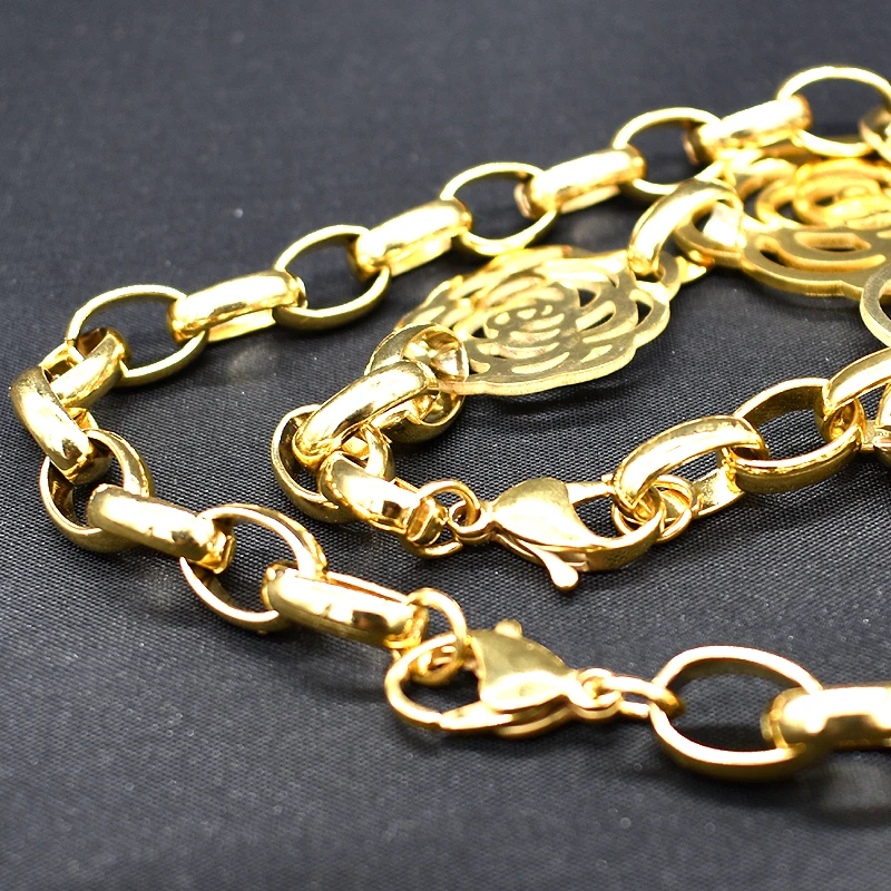 Женский браслет AMUMIU набор ювелирных изделий из нержавеющей стали золотого цвета