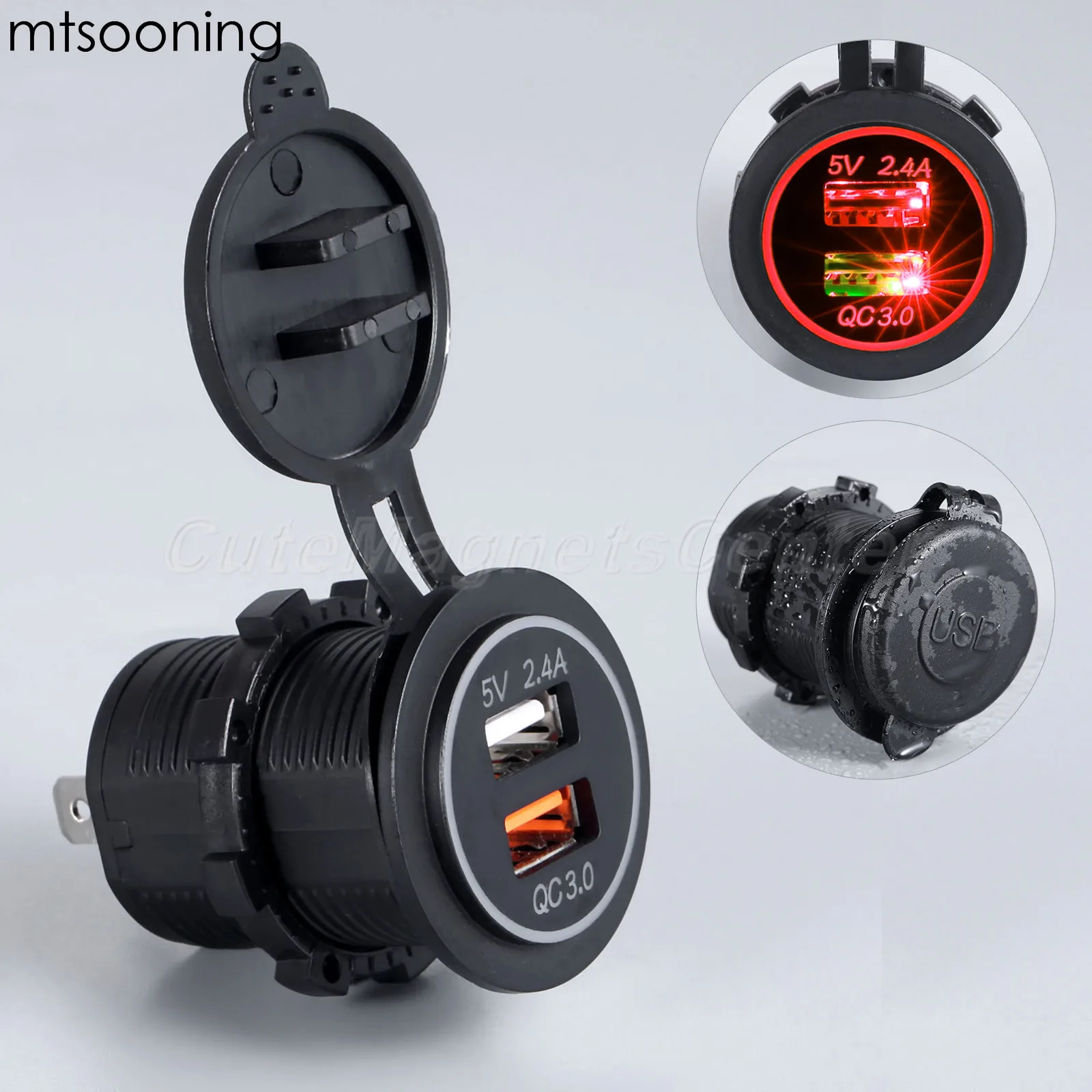 Mtsooning QC 3 0 Автомобильное и мотоциклетное зарядное устройство с двумя USB-портами