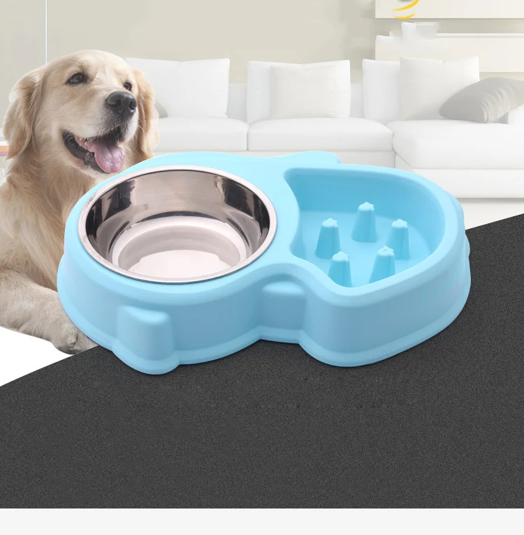 Petshy двухпортовые миски для домашних животных дозатор воды для собак питатель для кошек собачий корм медленная чаша Нескользящая анти дроссель для кормления посуда Предотвращение ожирения