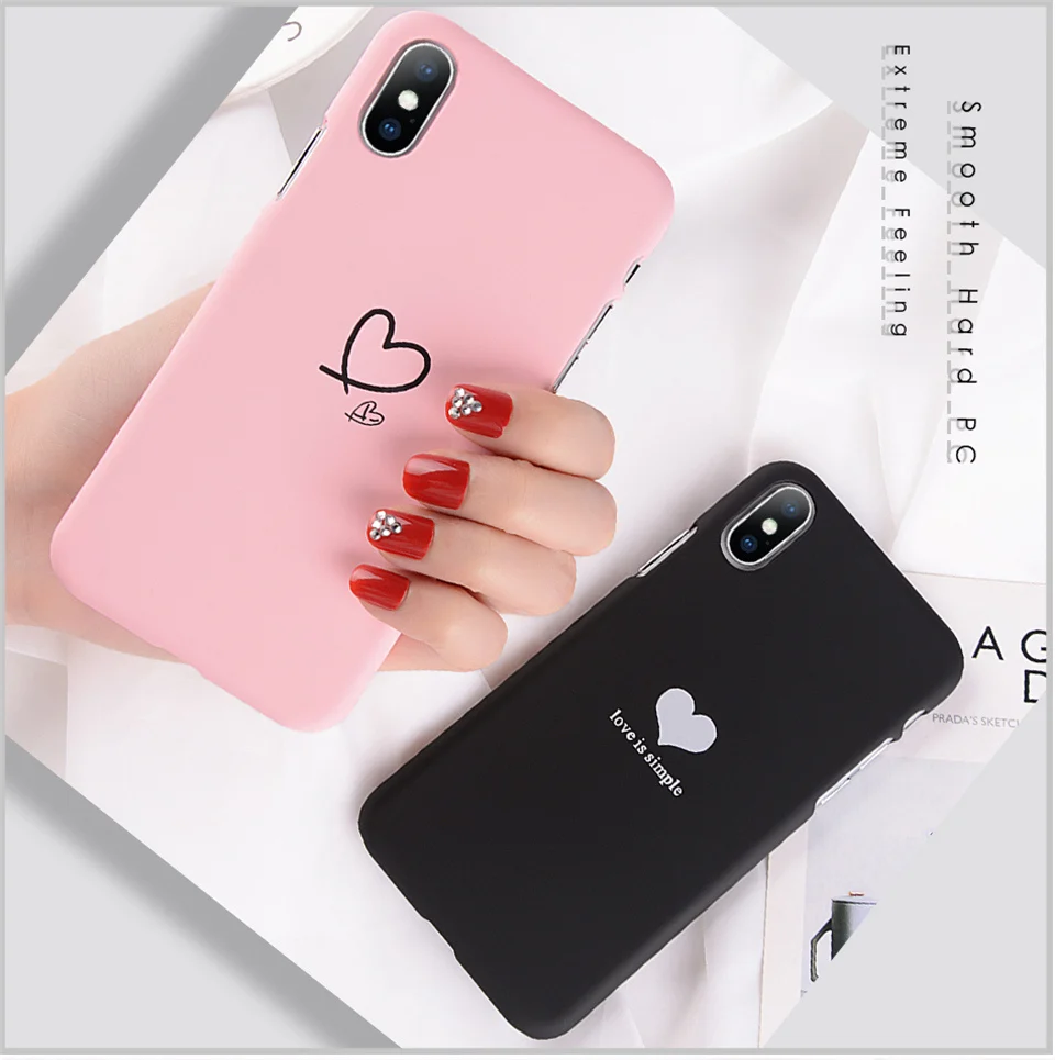 Lovebay чехол для телефона для iPhone 6, 6s, 7, 8 Plus, X, XR, XS Max, модный жесткий чехол из поликарбоната с мультипликационным принтом Love Heart love is simple для iPhone 8, чехол Capa