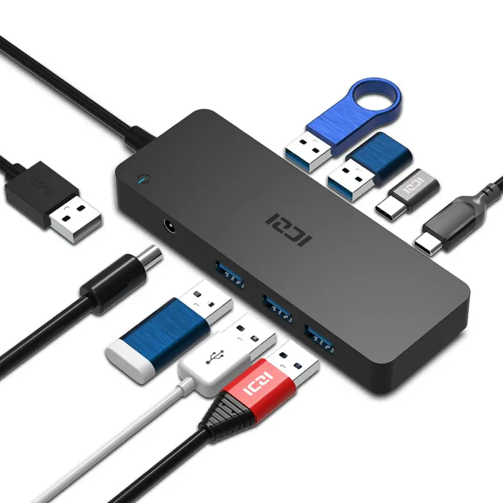ICZI USB 3 0 концентратор TYPE C/F * 2 порта + 5 портов источник питания постоянного тока для