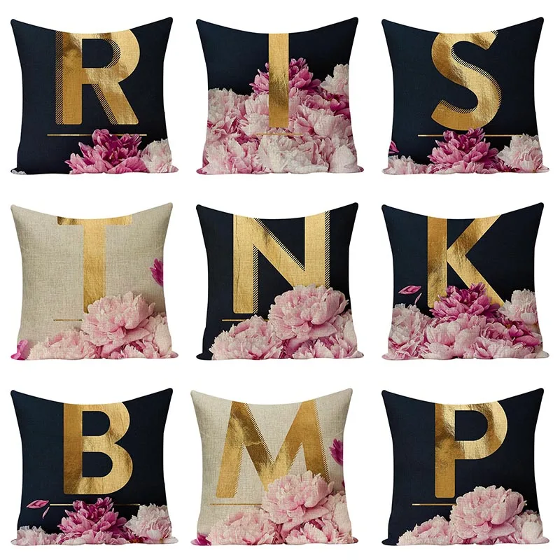 Наволочка с буквенным и цветочным принтом наволочка из хлопка льна декоративная