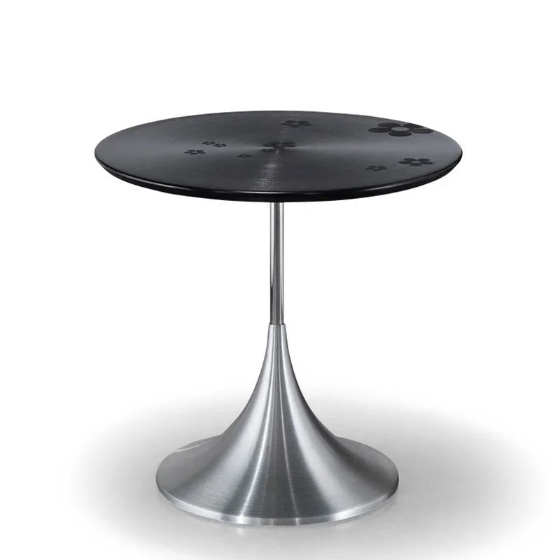 Simple modern tempered glass mini round side table creative stainless steel aluminum sofa side table fashion small coffee table