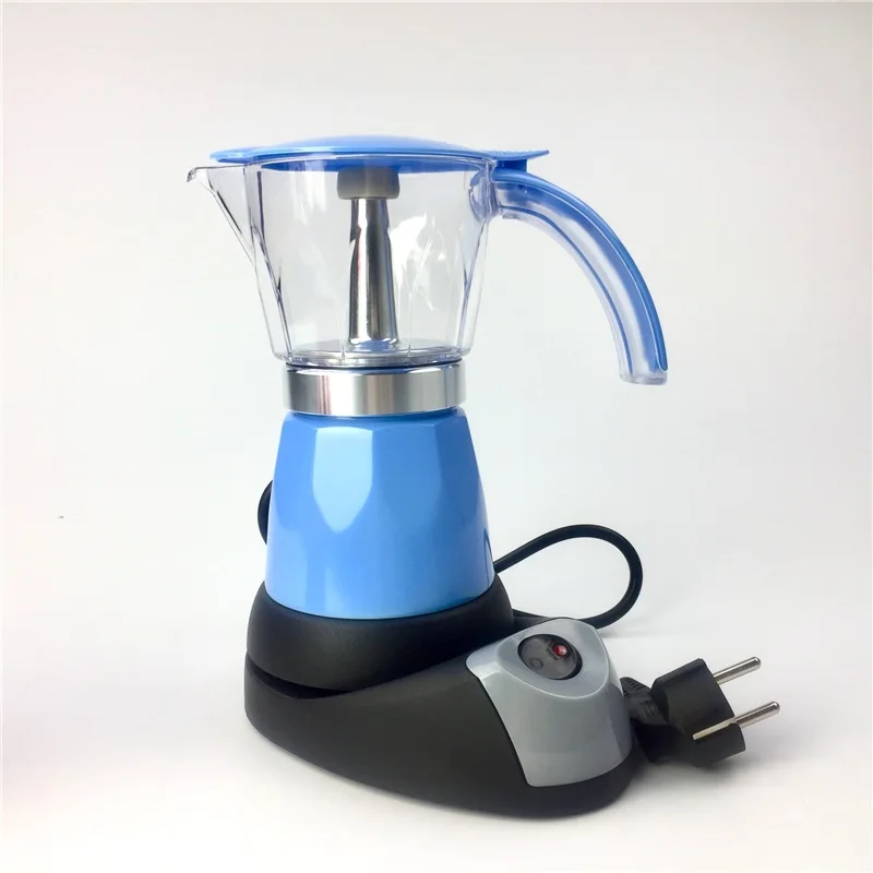 Blue 6 чашек, 300 мл, электрическая Эспрессо-Кофеварка, итальянский кофе Moka, кофейник, кофейник Moka, v60, фильтры, кофе-машина Mocha - Цвет: Blue