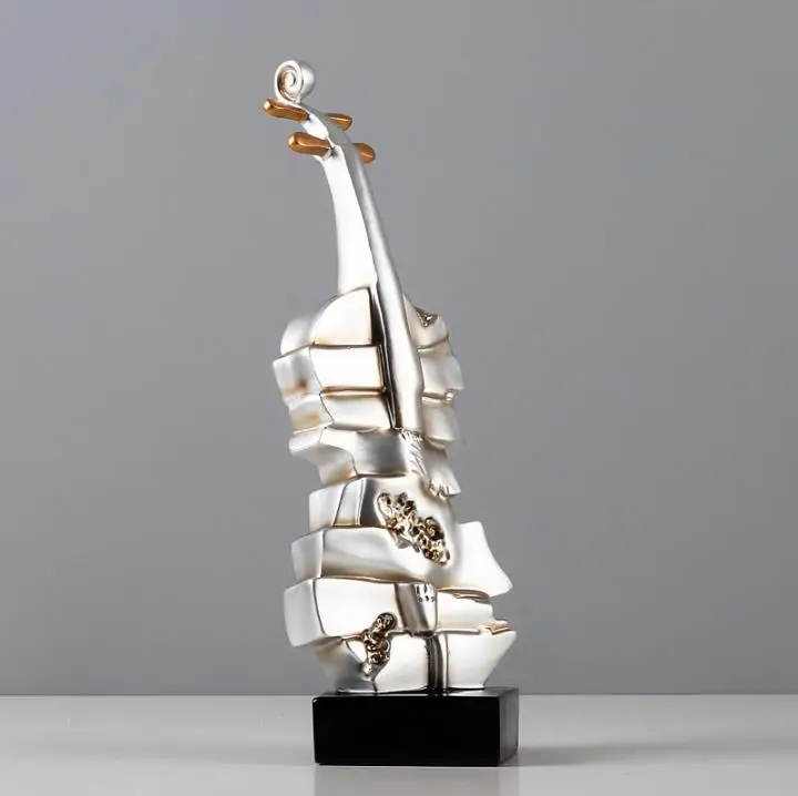 Modern Resin Musical Instrument Violin Ornament Figurine Home Decor Gifts Crafts Bar Artwork Display figurine Pop | Дом и сад