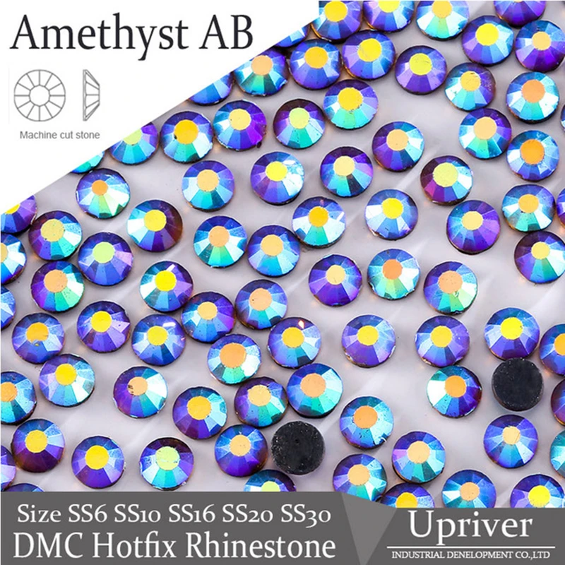 

Upriver DMC Hotfix Rhinestones Amethyst AB SS6-SS30 Flatback Round Stones