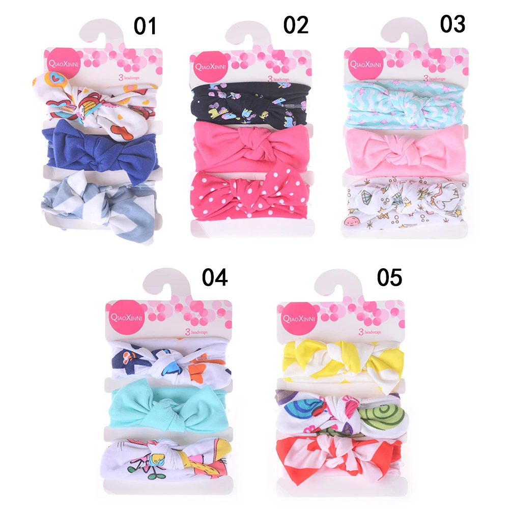 

3Pcs/Set Kids Baby Girls Cotton Bowknot Headband Children Hair Band Headwear
