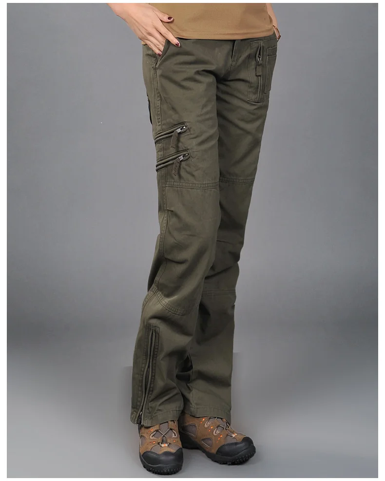 Брюки карго женские армейская оснастка Брюки Военный стиль брюки Femme Camo свободные женские мульти-карманные камуфляжные брюки размера плюс