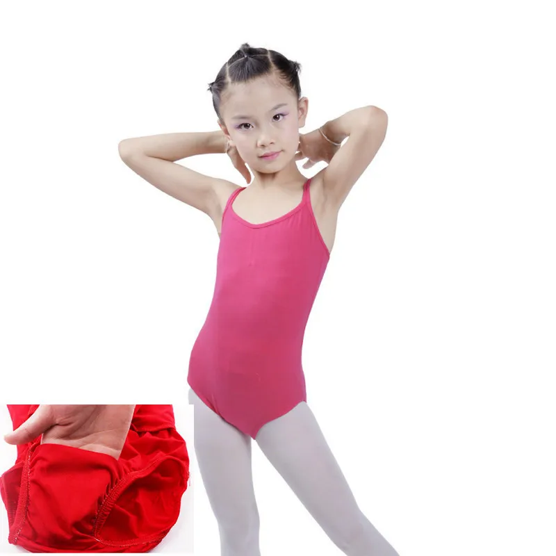 Hot pink Гимнастическое трико для девочек, балетный балетт, Детские хлопковые танцевальные костюмы без рукавов для соревнований, Детский комбинезон для малышей, Одежда для танцев - Цвет: Hot pink