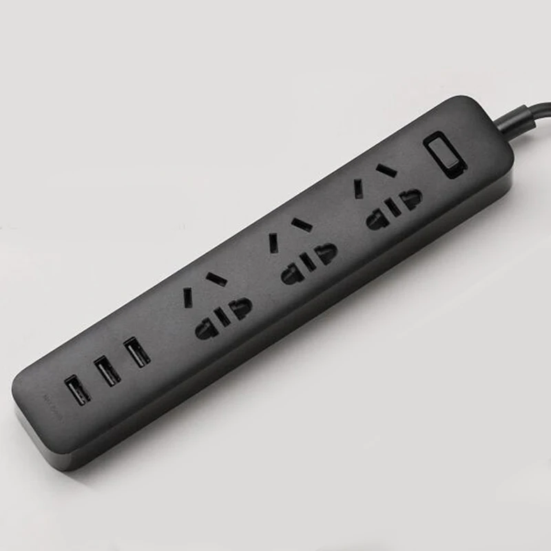 Black Xiaomi power Strip с 3 Usb удлинитель Разъем многофункциональная Быстрая зарядка силовая полоса 10a 250 v 2500 w - Цвет: Black