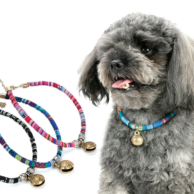 Sqinans 1pc Ethnic Style Dog Collar Braided Rope Necklace Adjustable Personalized Puppy Cat Neck Strap | Дом и сад