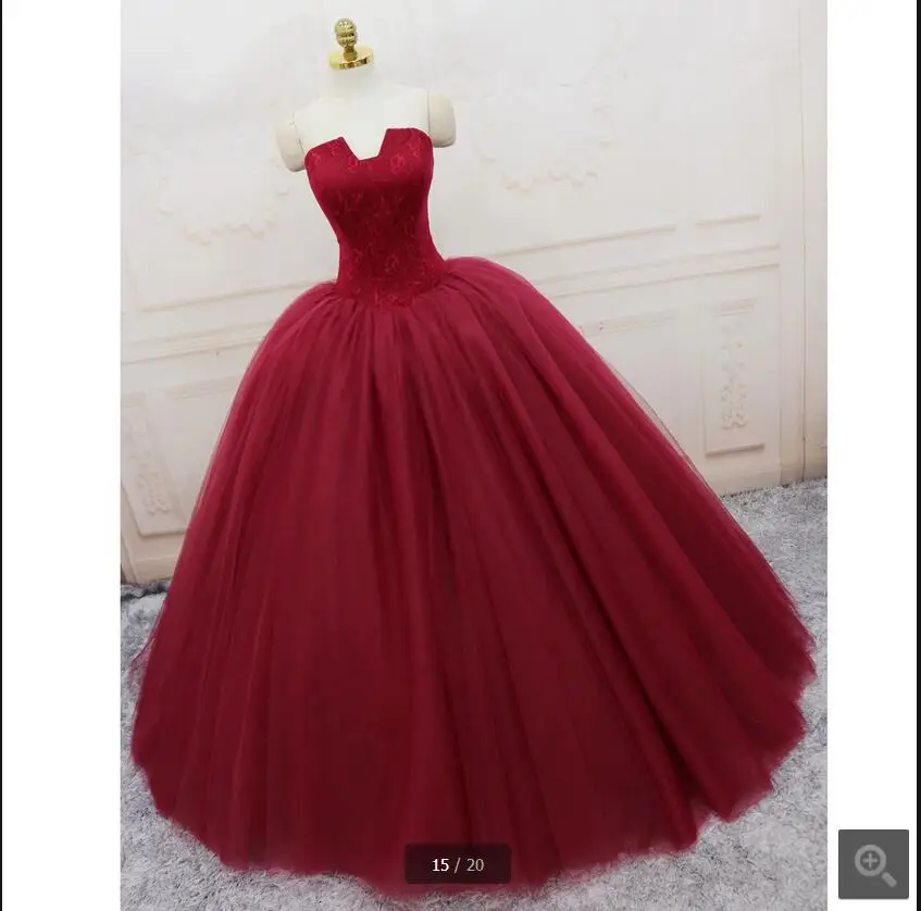 2017 Настоящее Изображение бордовое бальное платье кружевное свадебное без