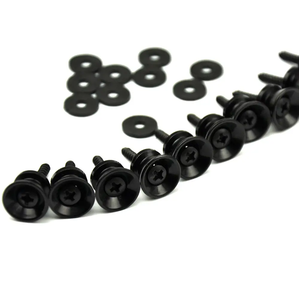

10 Sets of Universal Black Guitar Strap Locks Nails Buttons + Screws + Pad