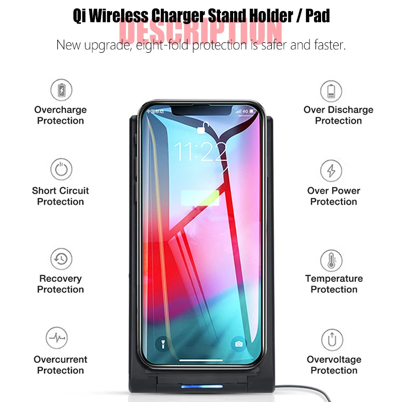 Универсальное настольное Беспроводное зарядное устройство Qi 15 Вт для Samsung S8 S9 iPhone