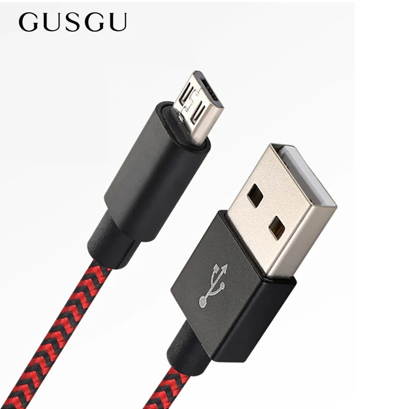 GUSGU, Micro USB кабель для мобильного телефона, Usb 2,0, кабель для быстрой зарядки и передачи данных, длинный, 2 м, 1 м, 0,25 для samsung, huawei, xiaomi