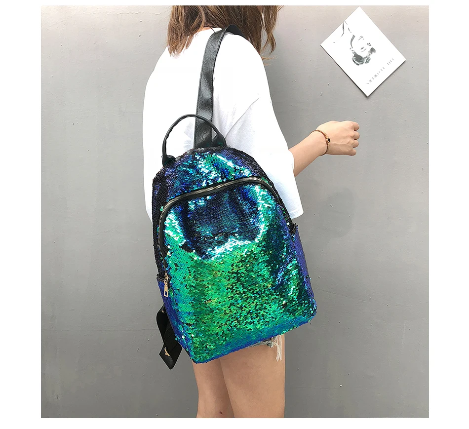 Женский рюкзак с блестками, Большой Вместительный рюкзак Mochila Feminina из искусственной кожи, рюкзак с блестками для девочек, дорожные сумки
