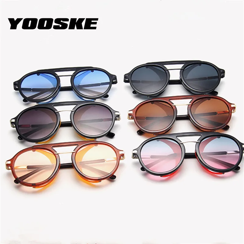 Круглые Солнцезащитные очки YOOSKE в стиле ретро для мужчин и женщин классические