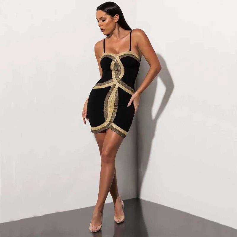 Новинка 2020 женское черное эластичное облегающее модное мини-платье на тонких