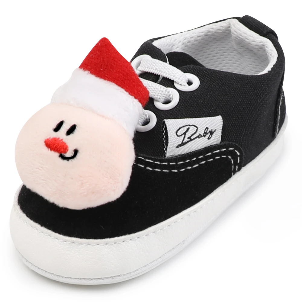 Colorful Newborn Baby Boys Girls Canvas Oxford Santa First Walkers Toddler Anti-slip Soled Prewalkers Shoe Lace-up Walker shoe |