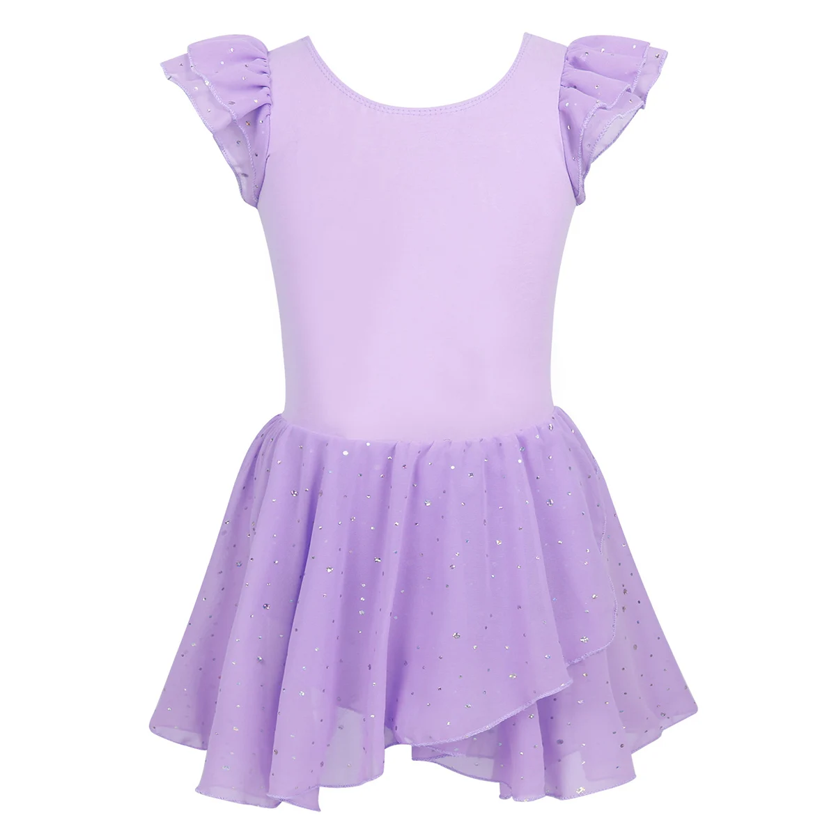 Lavender Милые комплекты детской одежды для девочек детская одежда с оборками на рукавах, балетный тюль платье пышных юбок-пачек с юбкой Леотард для сцены для выступлений, беллетная для танцев - Цвет: Lavender