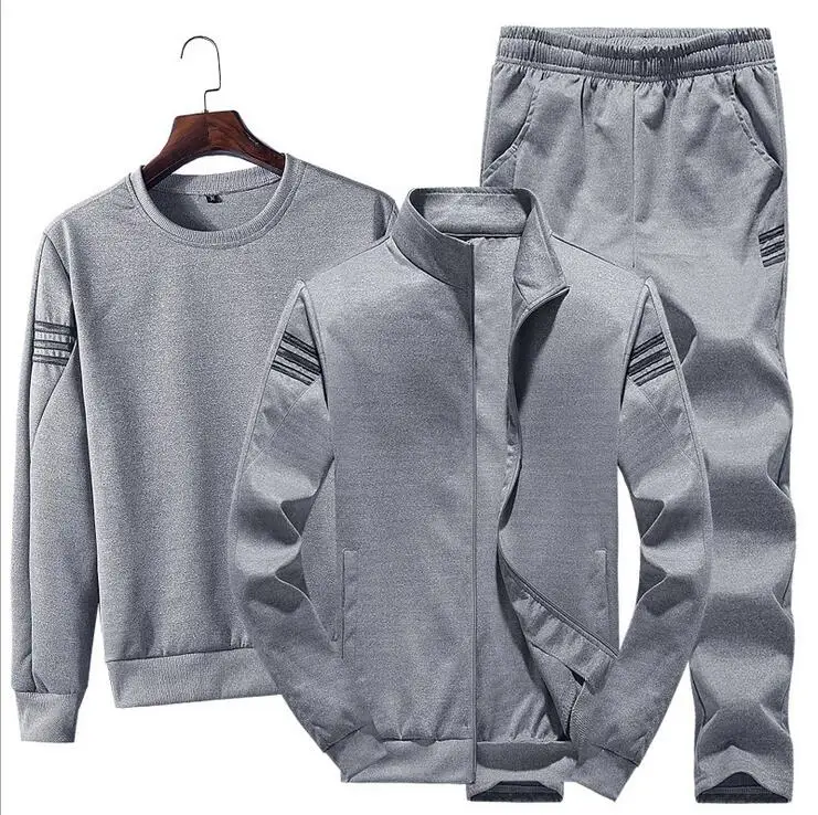 gray Rlyaeiz плюс размер 4XL спортивный костюм Мужская спортивная одежда весна осень повседневные толстовки+ брюки комплект из 3 предметов мужские спортивные костюмы - Цвет: gray