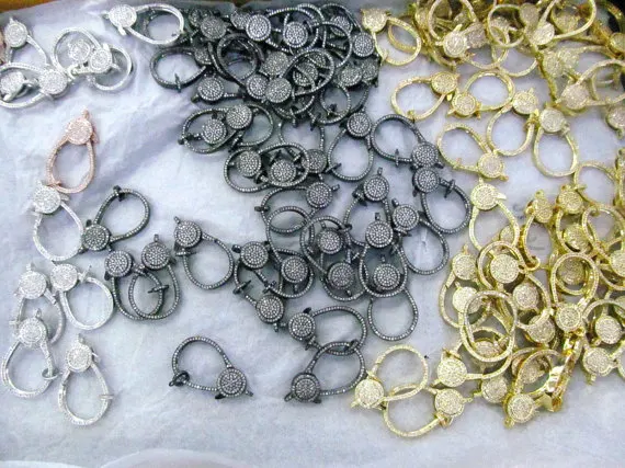 

Micro Crystal Pave Diamond Clasps Jewelry Clasp Gunmetal Silver Rose Gold Jewelry Connector 6pcs 18-50mm