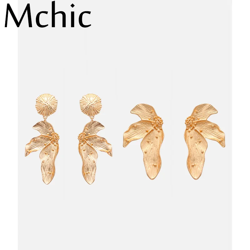 Mchic Изысканная мода от известного бренда заявление листья серьги гвоздики шик из
