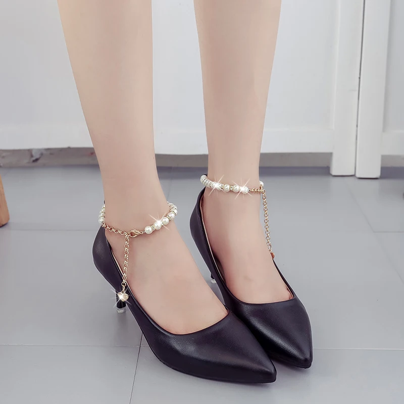 PHYANIC 2017 Новый Женщины Римского Стиля Лодыжки Ремень бисером Туфли высокий Каблук